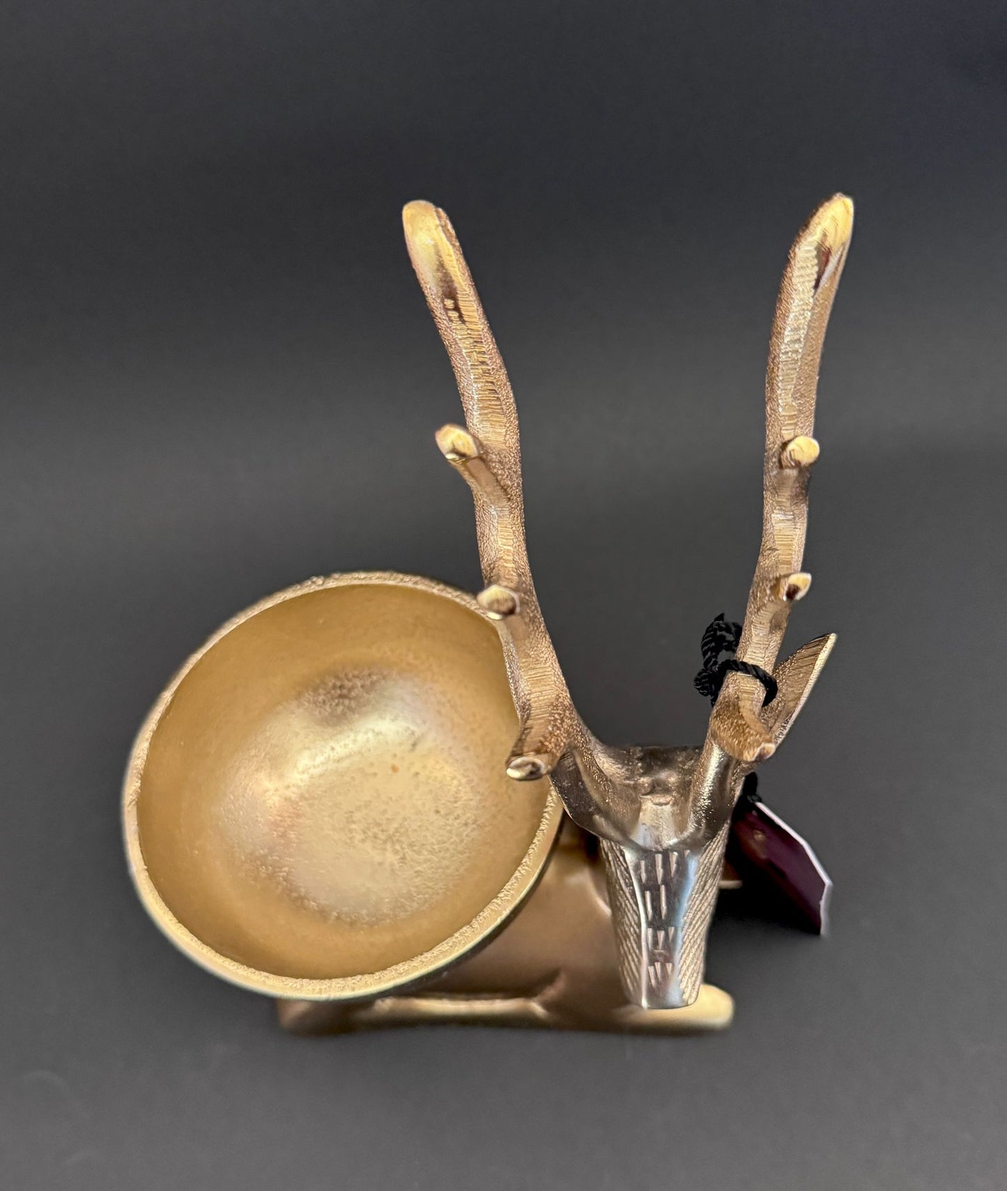 Antique Reindeer Bowl With Gold Tone Finish