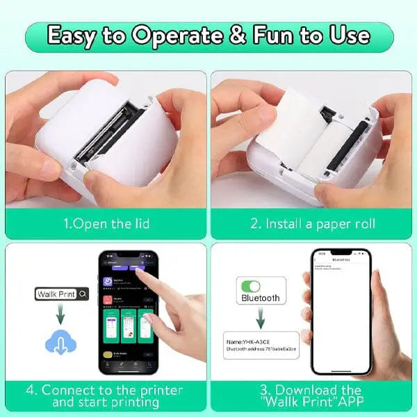 Mini Portable Inkless Thermal Printer For Phone Photos
