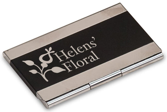 GFT125 - 3 3/4" x 2 1/2" Black Laserable Business Card Holder