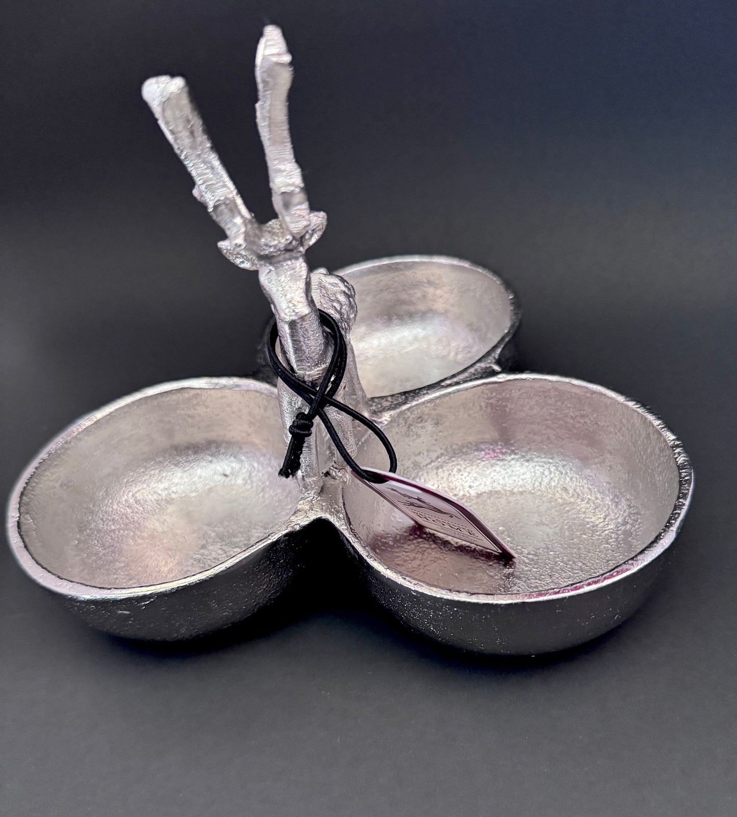 Vintage Reindeer Three Bowl Server Silver